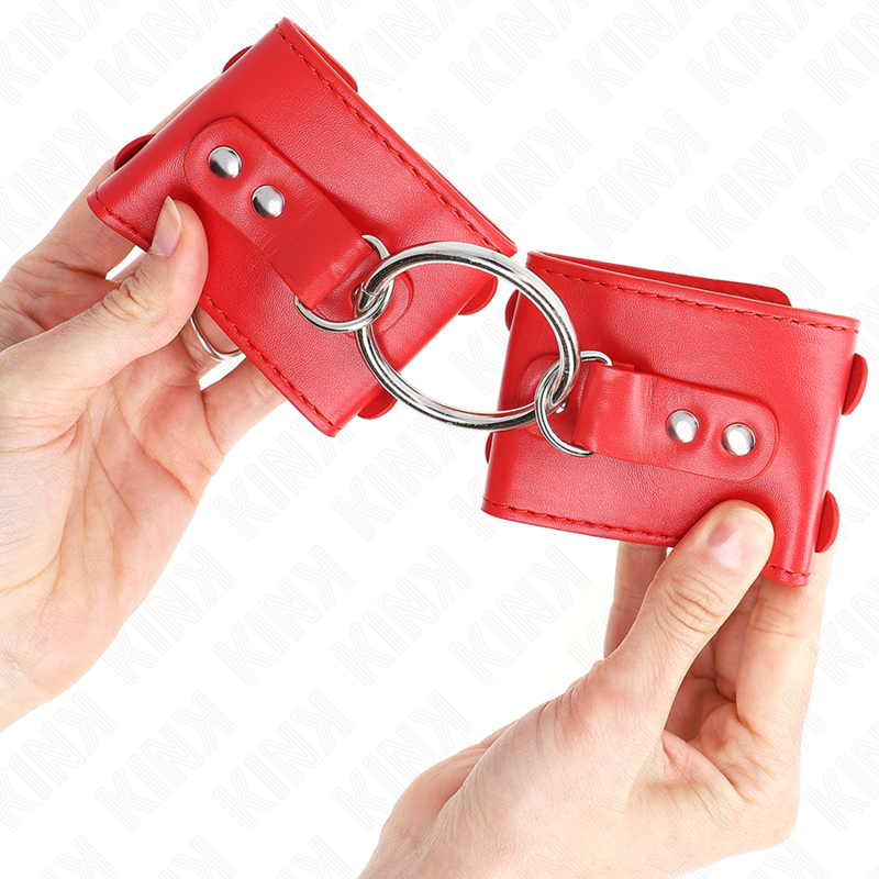 Kink - Vaste Polsbandjes Met Ring En Studs Rood Verstelbaar 17-22 cm X 6,5 cm - afbeelding 4