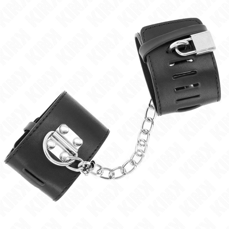 Kink - Vaste Polsbandjes Met 30 cm Ketting En Verstelbare Zwarte Hangslotsluiting 16-23 cm X 5,5 cm - afbeelding 3