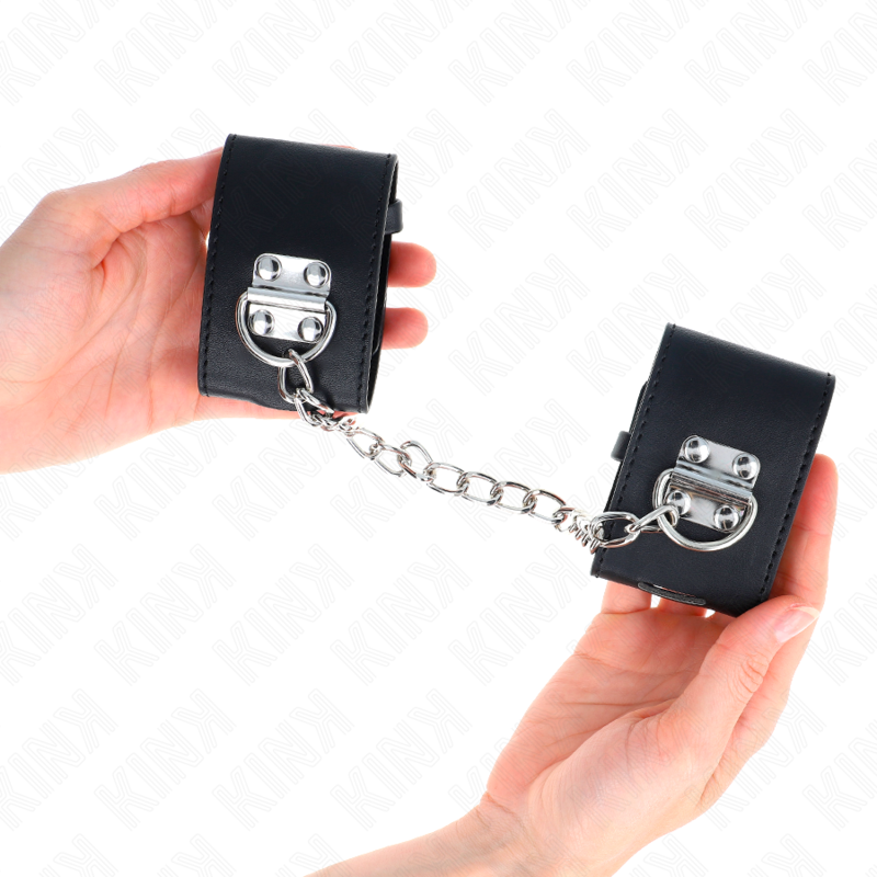Kink - Vaste Polsbandjes Met 30 cm Ketting En Verstelbare Zwarte Hangslotsluiting 16-23 cm X 5,5 cm - afbeelding 4