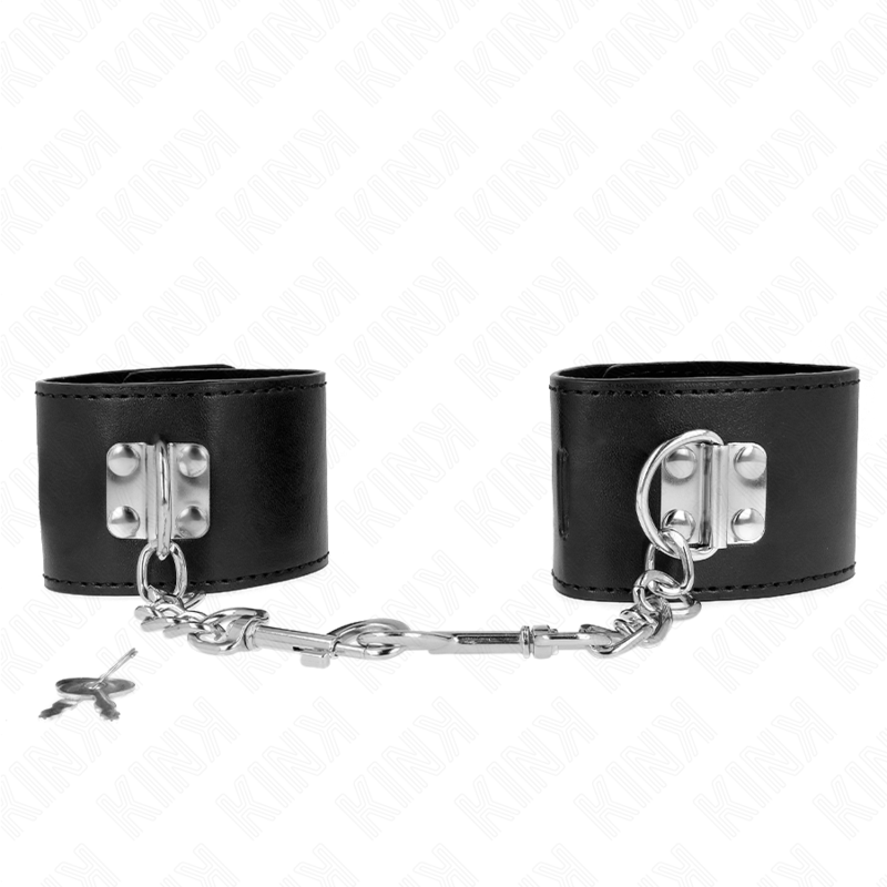 Kink - Verstelbare Zwarte Hangslot Polsbandjes 16-23 cm X 5,5 cm - afbeelding 2