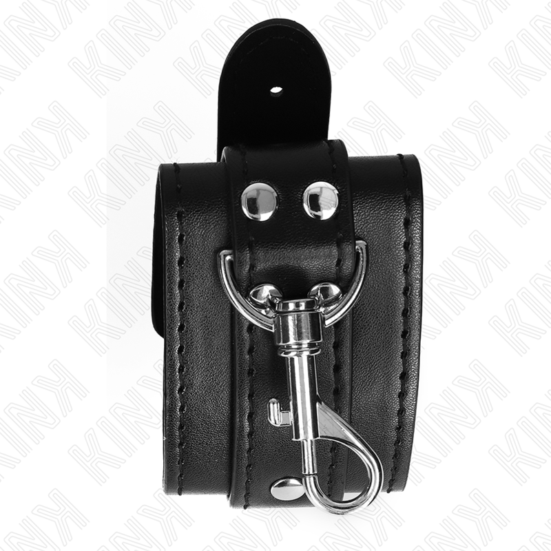 Kink - Dungeon Style Afsluitbare Polsbandjes Zwart Verstelbaar 21-28 cm X 5,5 cm - afbeelding 3