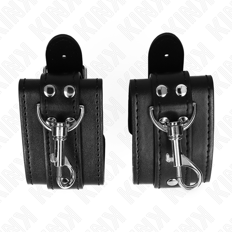 Kink - Dungeon Style Afsluitbare Polsbandjes Zwart Verstelbaar 21-28 cm X 5,5 cm - afbeelding 4