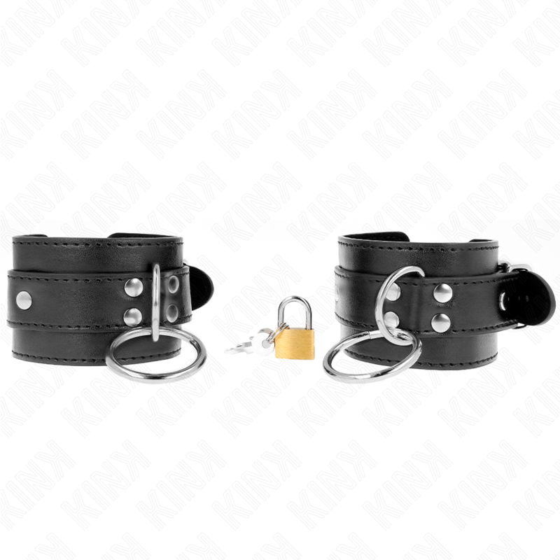 Kink - Polsbandjes Met Vergrendeld Hangslot Op Ringen Zwart Verstelbaar 20-28 cm X 5,5 cm - afbeelding 2