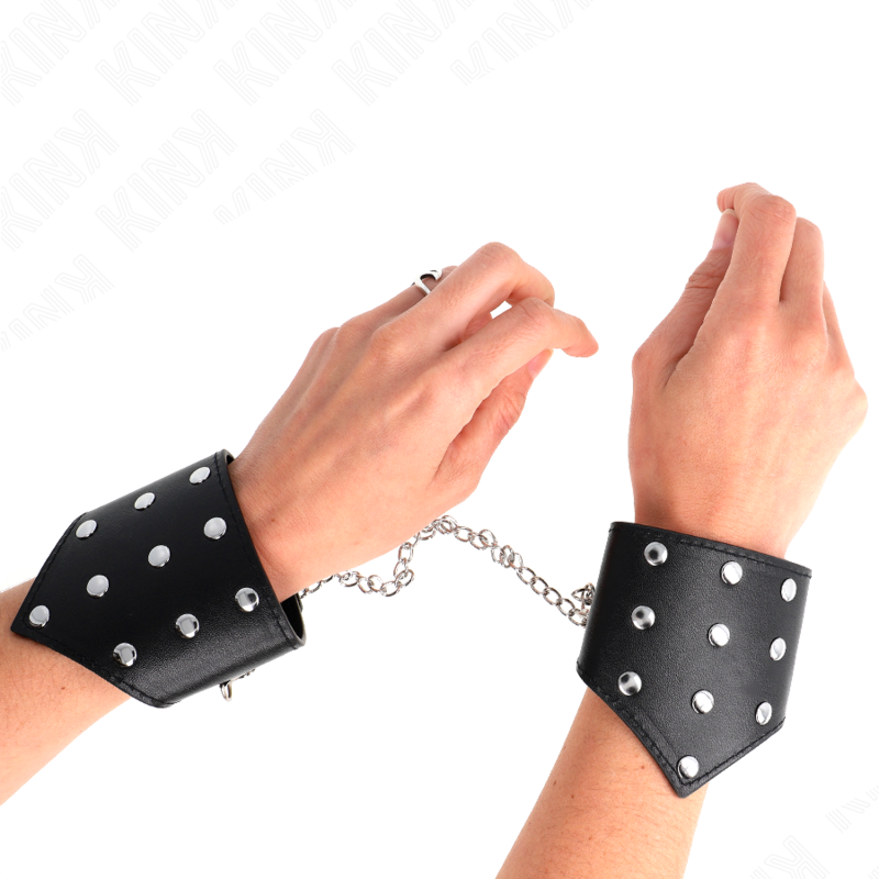 Kink - Zwarte Polsbandjes Met Puntige Stijl En Verstelbare Ketting 17-23 cm X 8,5 cm