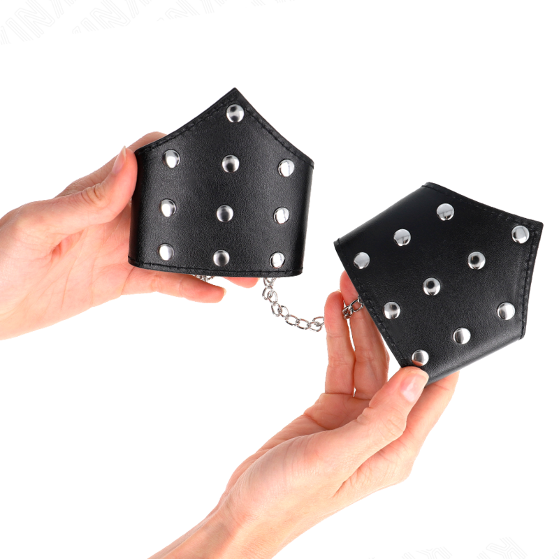 Kink - Zwarte Polsbandjes Met Puntige Stijl En Verstelbare Ketting 17-23 cm X 8,5 cm - afbeelding 4