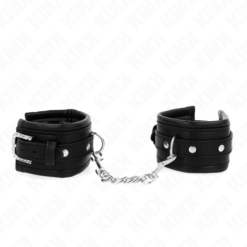 Kink - Zwarte Polsbandjes Met Verstelbare Strass Gesp 25-32 cm X 5,5 cm - afbeelding 2