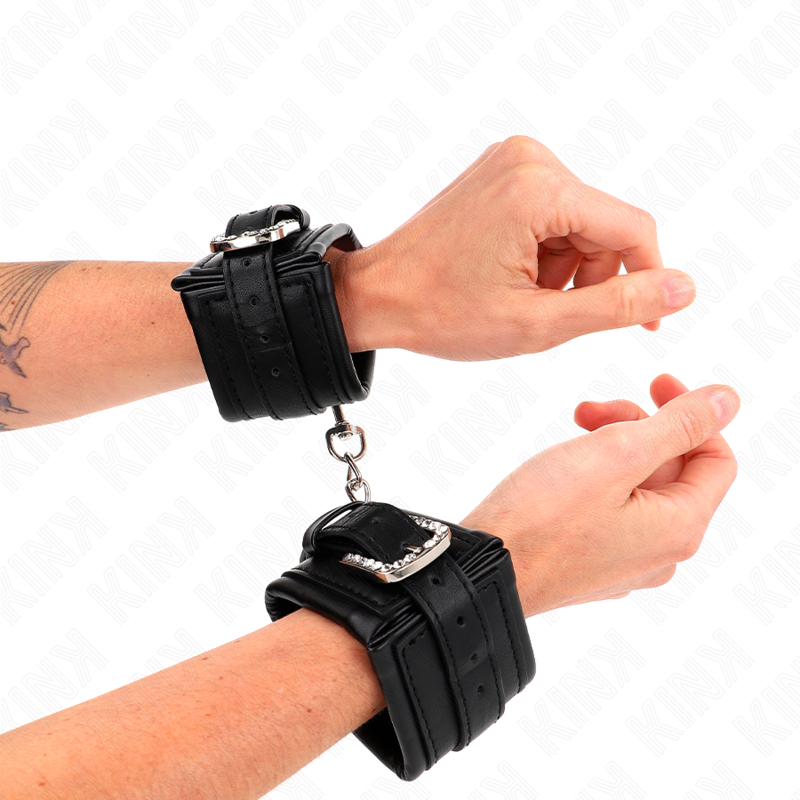 Kink - Zwarte Polsbandjes Met Verstelbare Strass Gesp 25-32 cm X 5,5 cm
