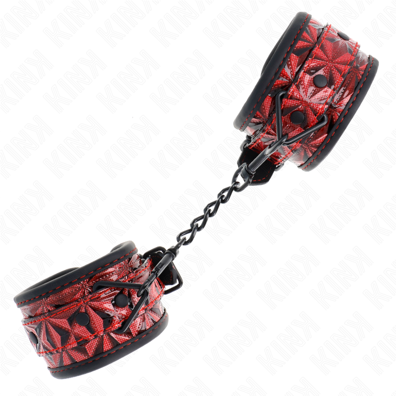Kink - Donkerrode Diamantpatroon Polsbandjes Verstelbaar 17-26 cm X 5,5 cm - afbeelding 3