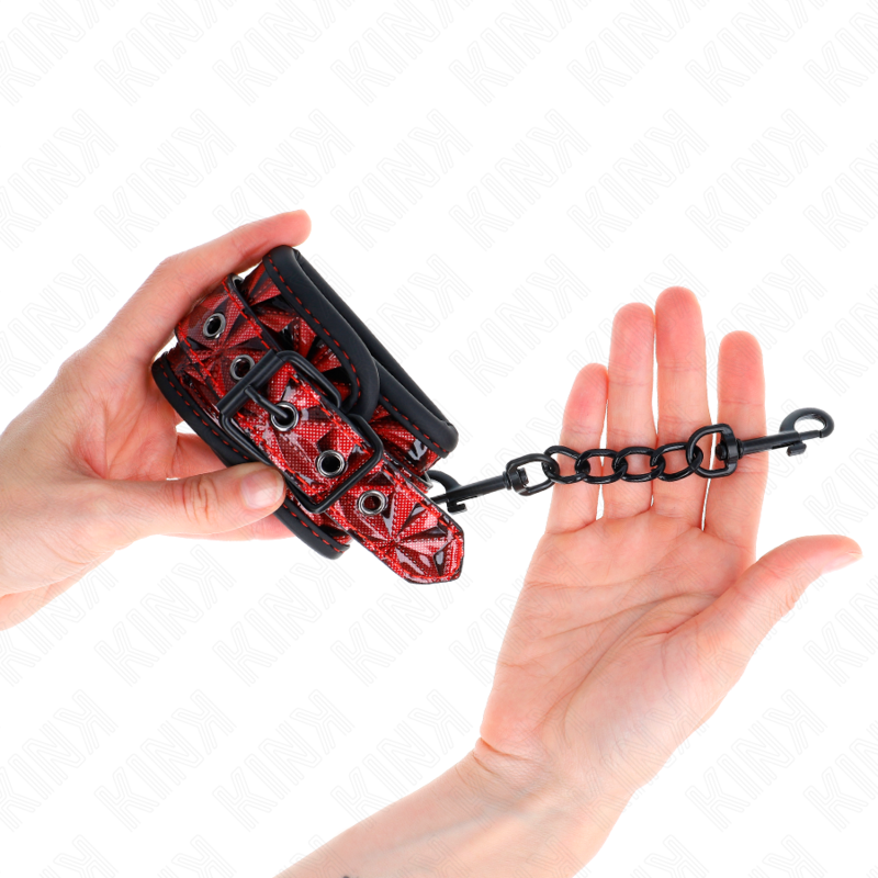 Kink - Donkerrode Diamantpatroon Polsbandjes Verstelbaar 17-26 cm X 5,5 cm - afbeelding 4