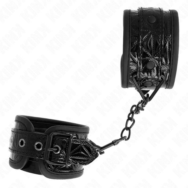Kink - Verstelbare Zwarte Diamantpatroon Polsbandjes 17-26 cm X 5,5 cm - afbeelding 3
