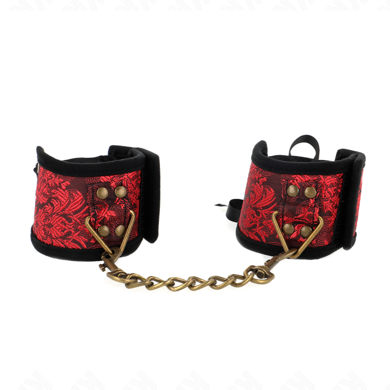 Kink - Rood-Zwarte Scandal Design Polsbandjes Met Strikdetail 24,5 cm X 6,5 cm - afbeelding 2