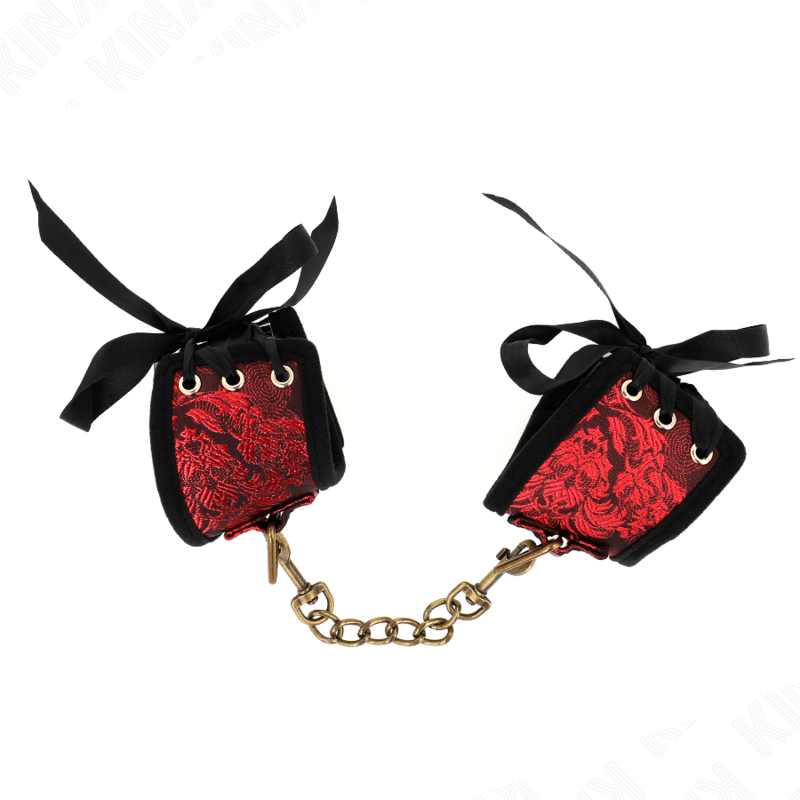 Kink - Rood-Zwarte Scandal Design Polsbandjes Met Strikdetail 24,5 cm X 6,5 cm - afbeelding 3