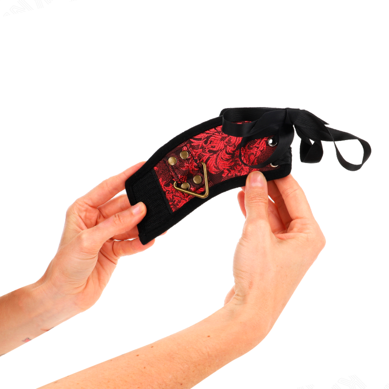 Kink - Rood-Zwarte Scandal Design Polsbandjes Met Strikdetail 24,5 cm X 6,5 cm - afbeelding 4