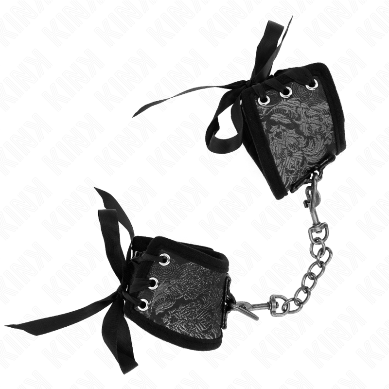 Kink - Zwarte Scandal Design Polsbandjes Met Strikdetail 24,5 cm X 6,5 cm - afbeelding 3