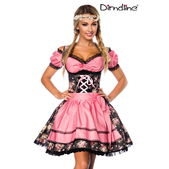 Premium dirndl zwart/roze bloem met blouse