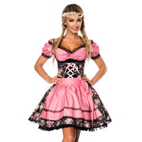 Premium dirndl zwart/roze bloem met blouse