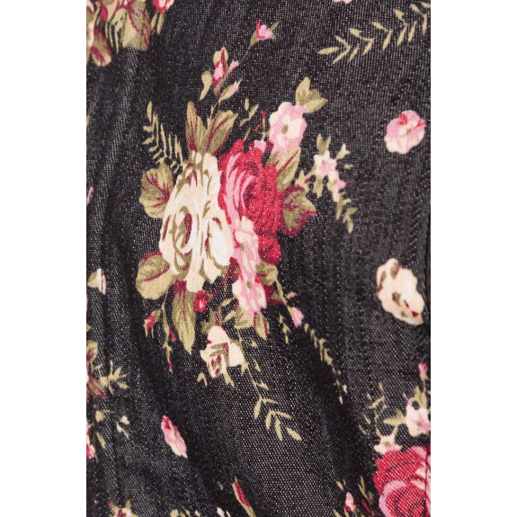 Premium dirndl zwart/roze bloem met blouse