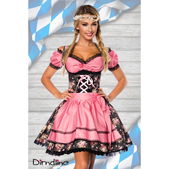 Premium dirndl zwart/roze bloem met blouse