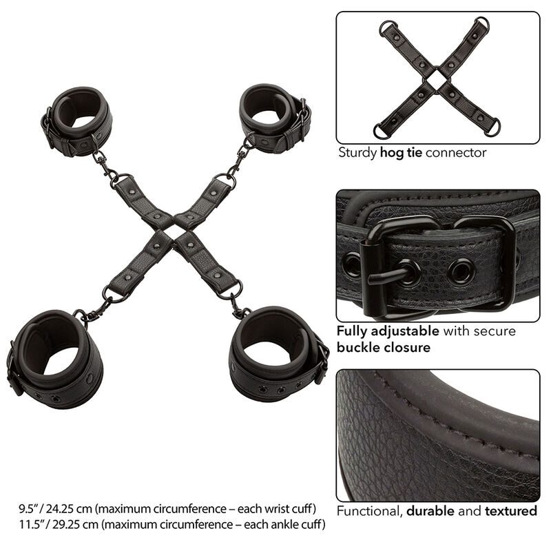 Calexotics - Nachtelijke Verstelbare Lederen Hog Tie Connector Zwart - afbeelding 4