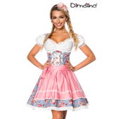 Premium dirndl roze/blauw met blouse
