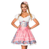 Premium dirndl roze/blauw met blouse