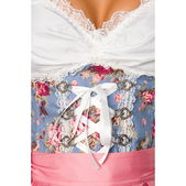 Premium dirndl roze/blauw met blouse