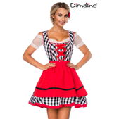 Traditionele Minidirndl rood/zwart geruit