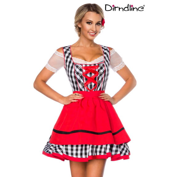 Traditionele Minidirndl rood/zwart geruit