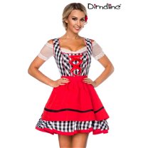 Traditionele Minidirndl rood/zwart geruit