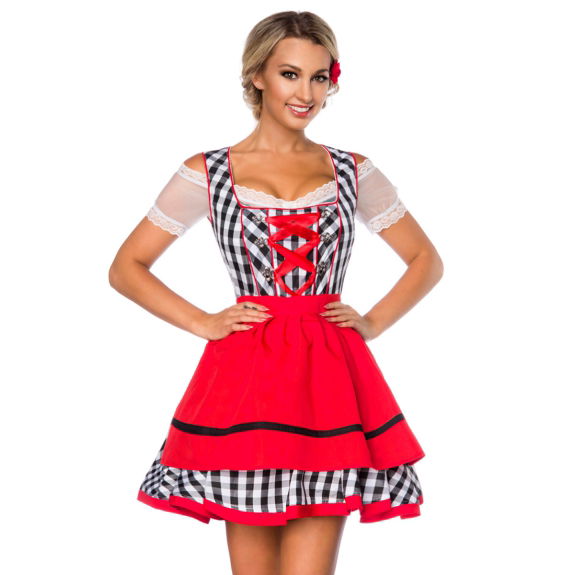 Traditionele Minidirndl rood/zwart geruit