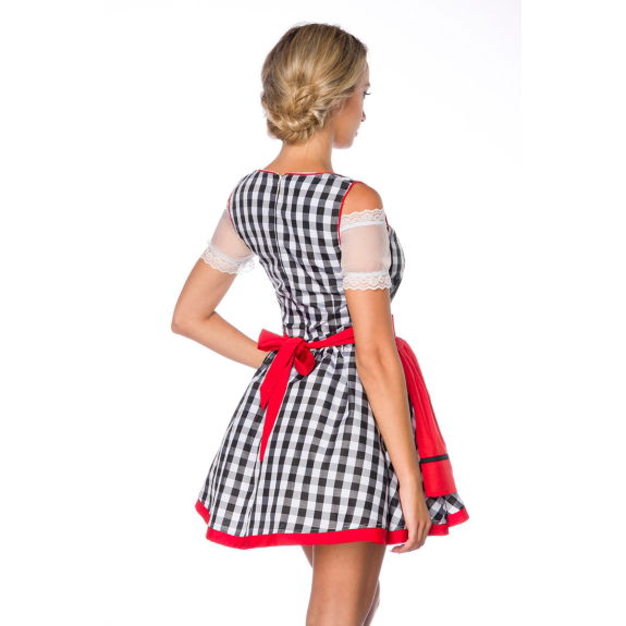 Traditionele Minidirndl rood/zwart geruit