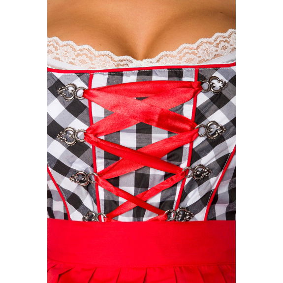 Traditionele Minidirndl rood/zwart geruit