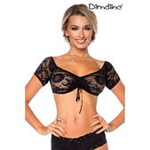 Dirndl blouse transparant zwart kant
