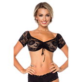 Dirndl blouse transparant zwart kant