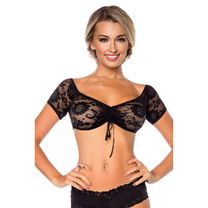 Dirndl blouse transparant zwart kant