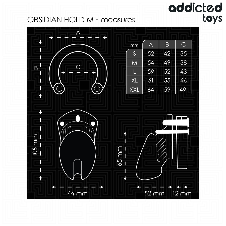 Addicted Toys Locked - Obsidian Hold Penis Cage Maat M - afbeelding 4