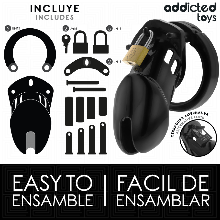 Addicted Toys Locked - Obsidian Hold Penis Cage Maat M - afbeelding 5