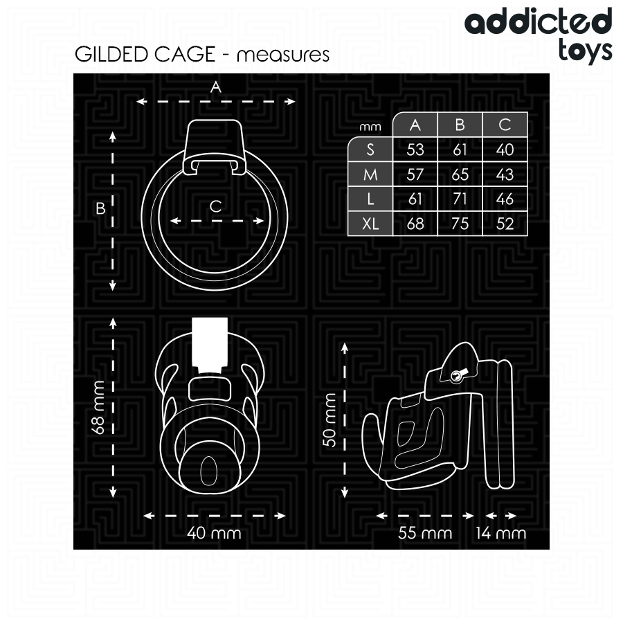 Addicted Toys Locked - Gilden Cage Penis Cage 8,5 cm - afbeelding 5
