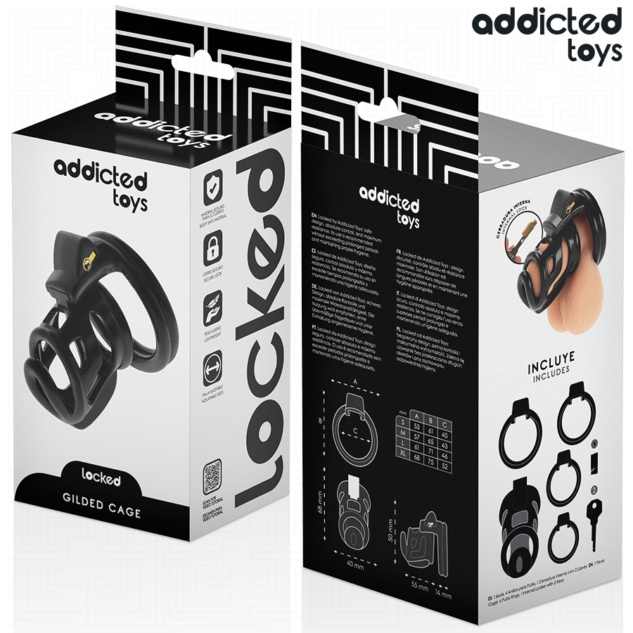 Addicted Toys Locked - Gilden Cage Penis Cage 8,5 cm - afbeelding 6