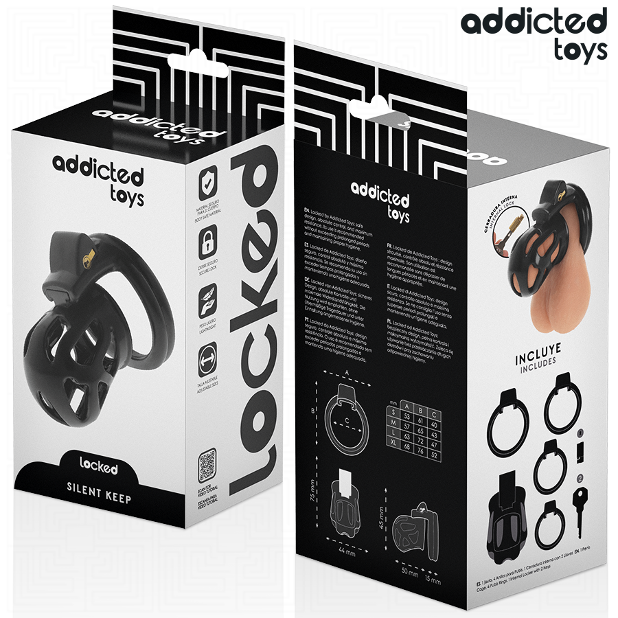 Addicted Toys Locked - Stille Houd Penis Kooi 7,5 cm - afbeelding 6
