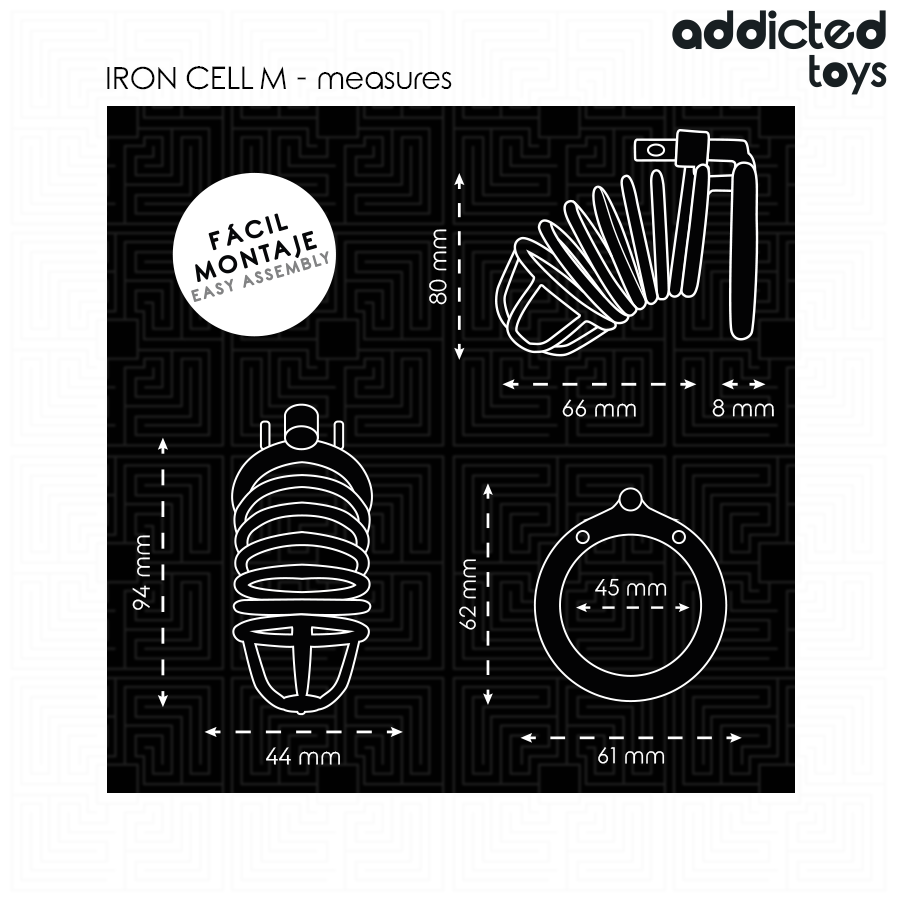 Addicted Toys Locked - Ijzeren Cel Metalen Penis Kooi Maat M - afbeelding 5