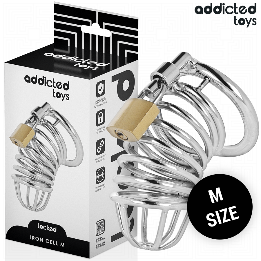 Addicted Toys Locked - Ijzeren Cel Metalen Penis Kooi Maat M