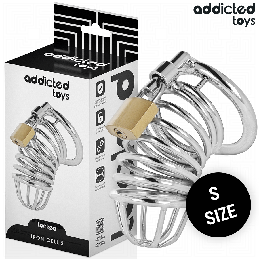 Addicted Toys Locked - Ijzeren Cel Metalen Penis Kooi 4 cm Maat S