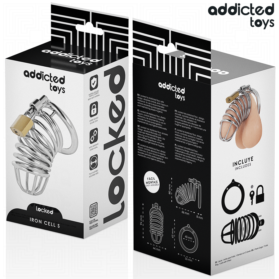 Addicted Toys Locked - Ijzeren Cel Metalen Penis Kooi 4 cm Maat S - afbeelding 6