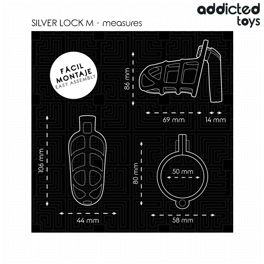 Addicted Toys Locked - Zilveren Slot Peniskooi Metaal Maat M - afbeelding 5