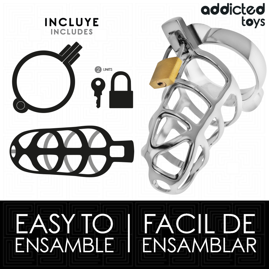 Addicted Toys Locked - Zilveren Slot Peniskooi Metaal Maat M - afbeelding 4
