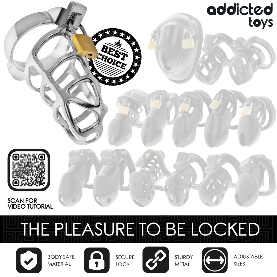 Addicted Toys Locked - Zilveren Slot Peniskooi Metaal Maat M - afbeelding 7