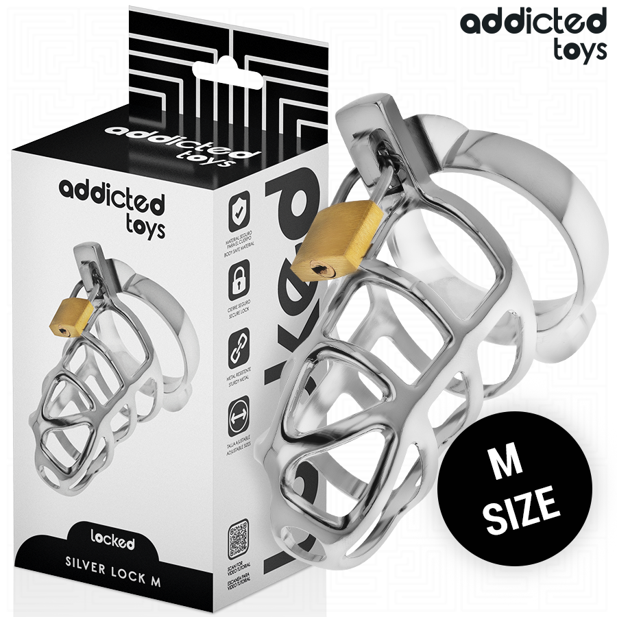 Addicted Toys Locked - Zilveren Slot Peniskooi Metaal Maat M