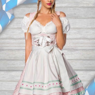 Dirndl jurk wit/groen pastel