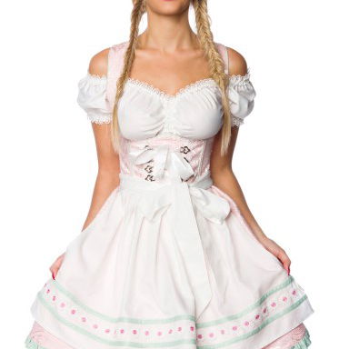 Dirndl jurk wit/groen pastel